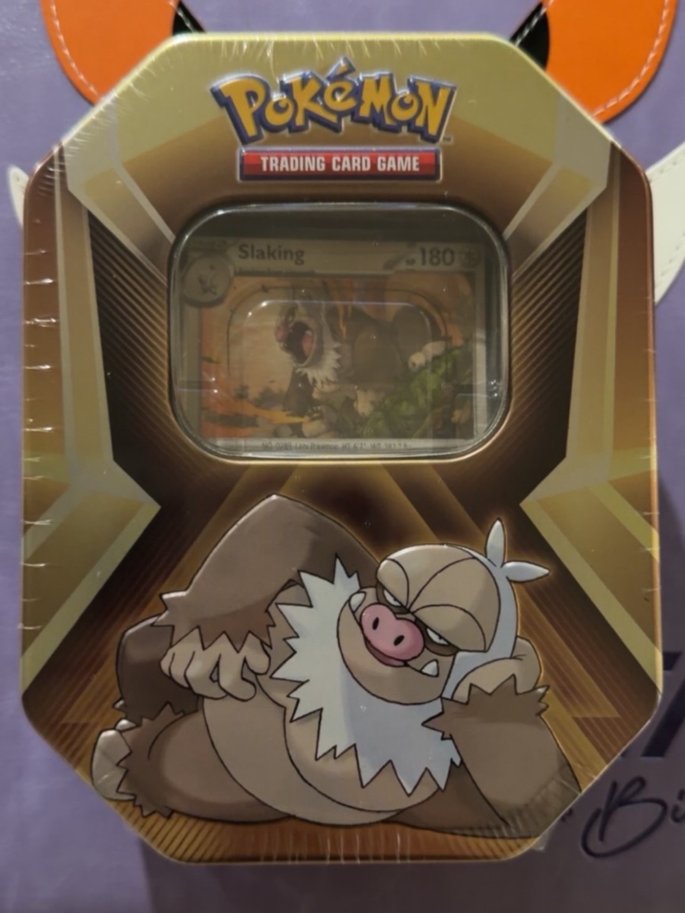 Pokémon Slaking Trading Card Game Tin - Brown & Gold